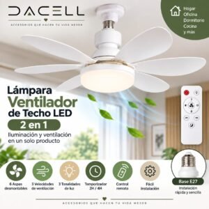 Lámpara Ventilador de Techo LED con Control Remoto