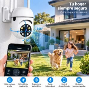 Cámara de Seguridad WiFi PTZ 360° Full HD para Interior y Exterior